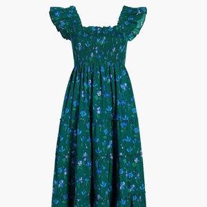 Hill House Home Nap dress in emerald space floral print. Size M